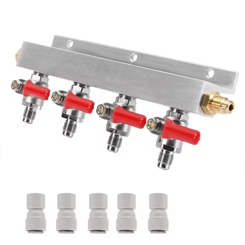 Push Fit Connector - IMAICTUU 4방향 가스 매니폴드 CO2 분배기